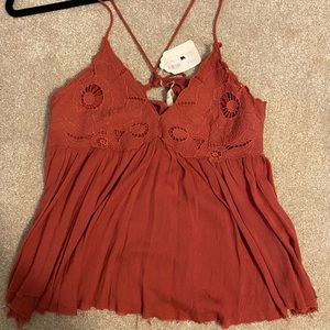 Summery orange top with lace detail